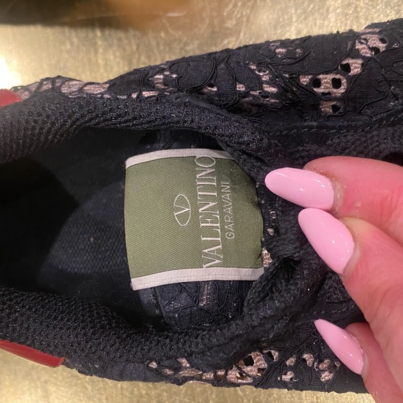VALENTINO Multicolor Suede Leather & Macramé Lace Rockrunner Sneakers Size 37.5 - Picture 10 of 14